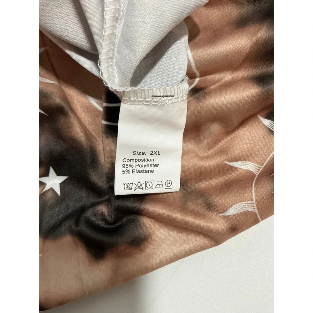 Celestial Sun Moon Star Tie Dye Pajama Pants Brown Black 2XL Lounge Bottoms New